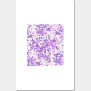 seamless pattern with watercolor violet roses Posters and Art